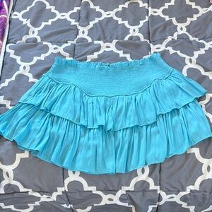 Mustard Seed Turquoise Ruffled Mini Skirt